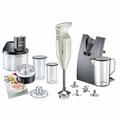 bamix Baking Blender Processor Swiss Made Lifetime Guarantee 200 W Motor 12-17000 rpm Two Speed Switch Stainless Shaft Beater Multi Purp Whisk & Meat Blades 4 Slicesy 600 ml Beakers 1 Litre Jug Stand