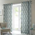 Just Contempo Woodland Trees Eyelet Lined Curtains, Duck Egg Blue, 90x72 inches, Cotton, 90 x 72 inches
