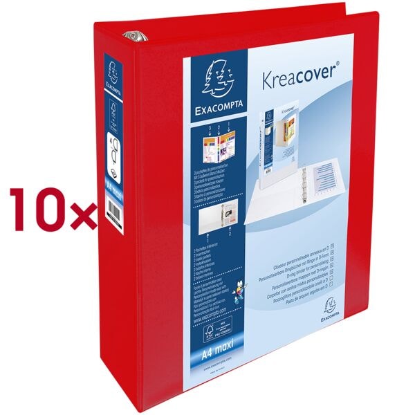EXACOMPTA 10x Ringbuch »Kreacover« 60 mm-Ring-ø rot, 30x32 cm Image