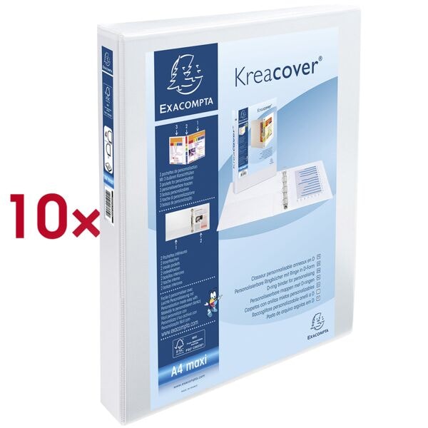 EXACOMPTA 10x Ringbuch »Kreacover« 30 mm-Ring-ø weiß, 27.7x32 cm Image
