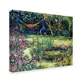 Ophelia & Co. 'Summer Garden' Oil Painting Print on Wrapped Canvas in Black/Gray/Green | 18 H x 24 W x 2 D in | Wayfair