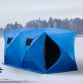 Outsunny 8 Person Waterproof Portable Pop-Up Ice Fishing Shelter w/ 2 Doors Fiberglass/Steel in Gray | Wayfair AB1-002RD