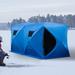 Outsunny 8 Person Waterproof Portable Pop-Up Ice Fishing Shelter w/ 2 Doors Fiberglass/Steel in Gray | Wayfair AB1-002RD