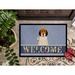 East Urban Home Petit Basset Griffon Veenden Welcome 27 in. x 18 in. Non-Slip Outdoor Door Mat Synthetics in Indigo | Wayfair