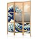 murando Room divider Kanagawa 135x171cm / 54"x68" 3 panels - Single-Sided- non woven fabric German quality room divider wood pattern design hand made Home office Japan p-B-0025-z-b