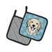 The Holiday Aisle® The Holiday Aisle Ashlynn Golden Retriever Potholder Polyester in Blue/Brown | 7.5 W in | Wayfair