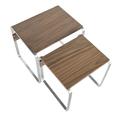 Latitude Run® Ryker Mid-Century 2 Piece Nesting Tables Wood/Metal in Brown/Gray | 21.5 H x 32.75 W x 20.25 D in | Wayfair