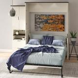 Wade Logan® Balleza Murphy Bed w/ Desk & Storage Cabinet Wood in Black/Brown/White | 85.8 H x 65.28 W x 93 D in | Wayfair