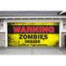 The Holiday Aisle® Zombies Inside Halloween Garage Door Mural Polyester in Black/Yellow | 84 H x 192 W x 1 D in | Wayfair