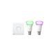Philips Hue White and Colour Ambiance Mini Starter Kit [B22 Bayonet Cap] Includes 2 Smart LED Bulbs and the Hue Bridge, Compatible with Alexa, Google Assistant and Apple HomeKit