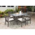 Panama Jack Outdoor Corra Rectangular 6 - Person Outdoor Dining Set Glass in Gray | Wayfair PJO-1601-GRY-7PC-CUSH/SU-732