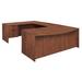 Latitude Run® Legacy U Desk w/ Bow Front Double Pedestal Drawer Unit Wood in Brown/Red | 29 H x 71 W x 106 D in | Wayfair