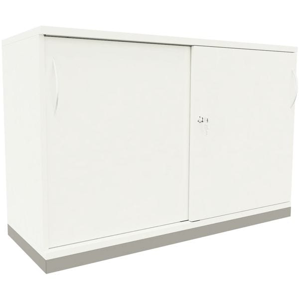 fm Büromöbel Schiebetürenschrank »Fastline« 120 cm breit 2 OH weiß, 120x78.1x44.2 cm Image