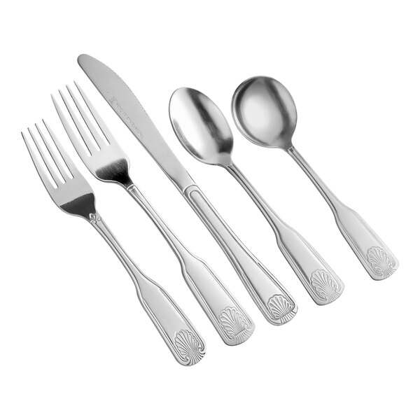 Acopa Atglen 18/0 Stainless Steel Medium Weight Flatware Set with Service for 12 - 60/Pack