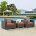 Sojourn 3-piece Outdoor Patio Sunbrella Sectional Set by Modway Synthetic Wicker/Wood/All - Weather Wicker/Wicker/Rattan in Brown | Wayfair