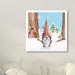 East Urban Home 'Winter Gnome I' Watercolor Painting Print Canvas in Brown/Green/Red | 25.5 H x 25.5 W x 1 D in | Wayfair