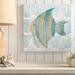 Highland Dunes 'Sea Creatures on Waves IV' Watercolor Painting Print Canvas in White | 36 H x 36 W x 1.5 D in | Wayfair