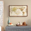 World Menagerie Map of World by Elizabeth Medley - Wrapped Canvas Graphic Art Print Canvas in Yellow | 28 H x 48 W x 1.5 D in | Wayfair