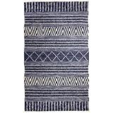 White 24 x 0.24 in Area Rug - World Menagerie Edwa Ikat Hand-Knotted Wool Blue/Ivory Rug Wool | 24 W x 0.24 D in | Wayfair