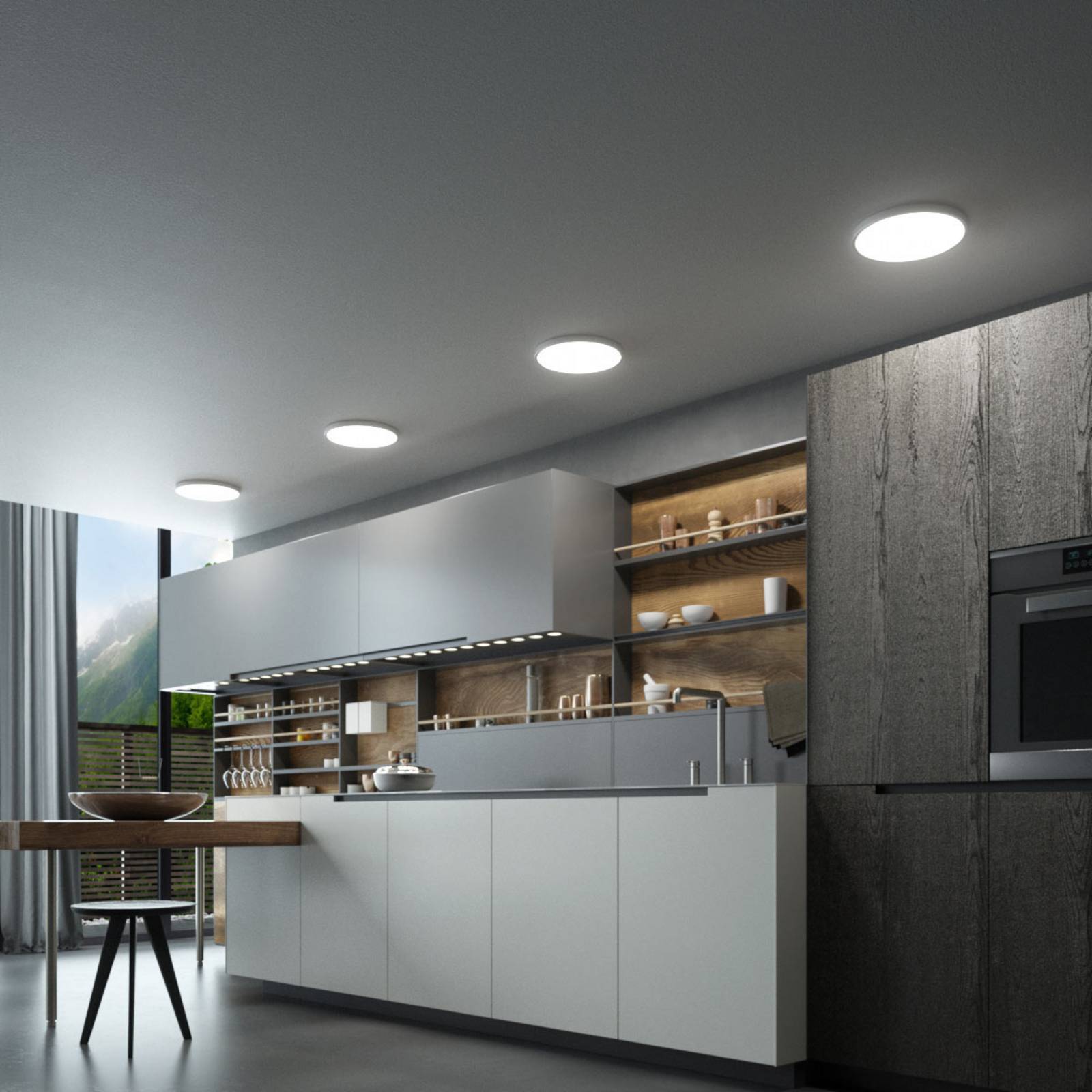 LED Deckenlampe Solvie Arcchio, dimmbar, alu / grau / zink, für Flurbereich, Kunststoff, Modern, LED Deckenleuchte