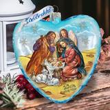 The Holiday Aisle® Limited Edition Heart XLG Nativity Oversized Limited Edition Heart Glass in Blue/Yellow | 5.5 H x 5 W x 5 D in | Wayfair