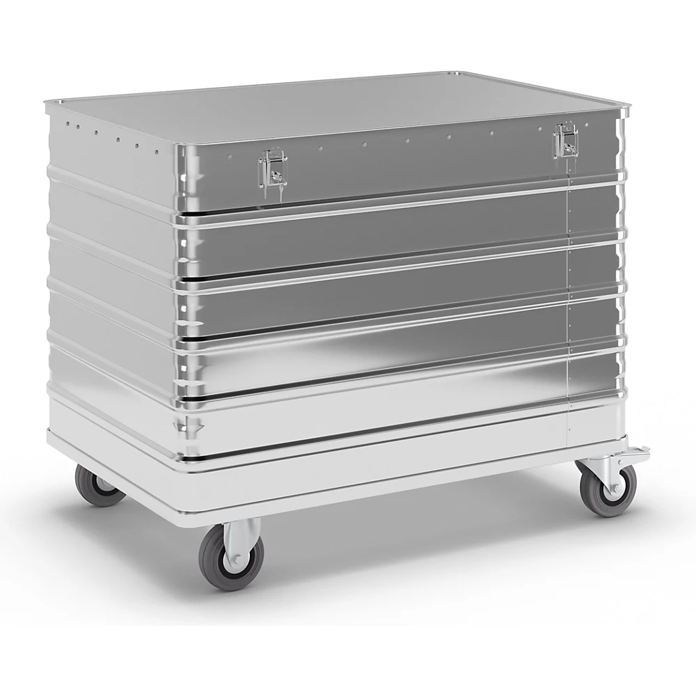 Chariot-caisse en aluminium, à panneaux pleins Gmöhling