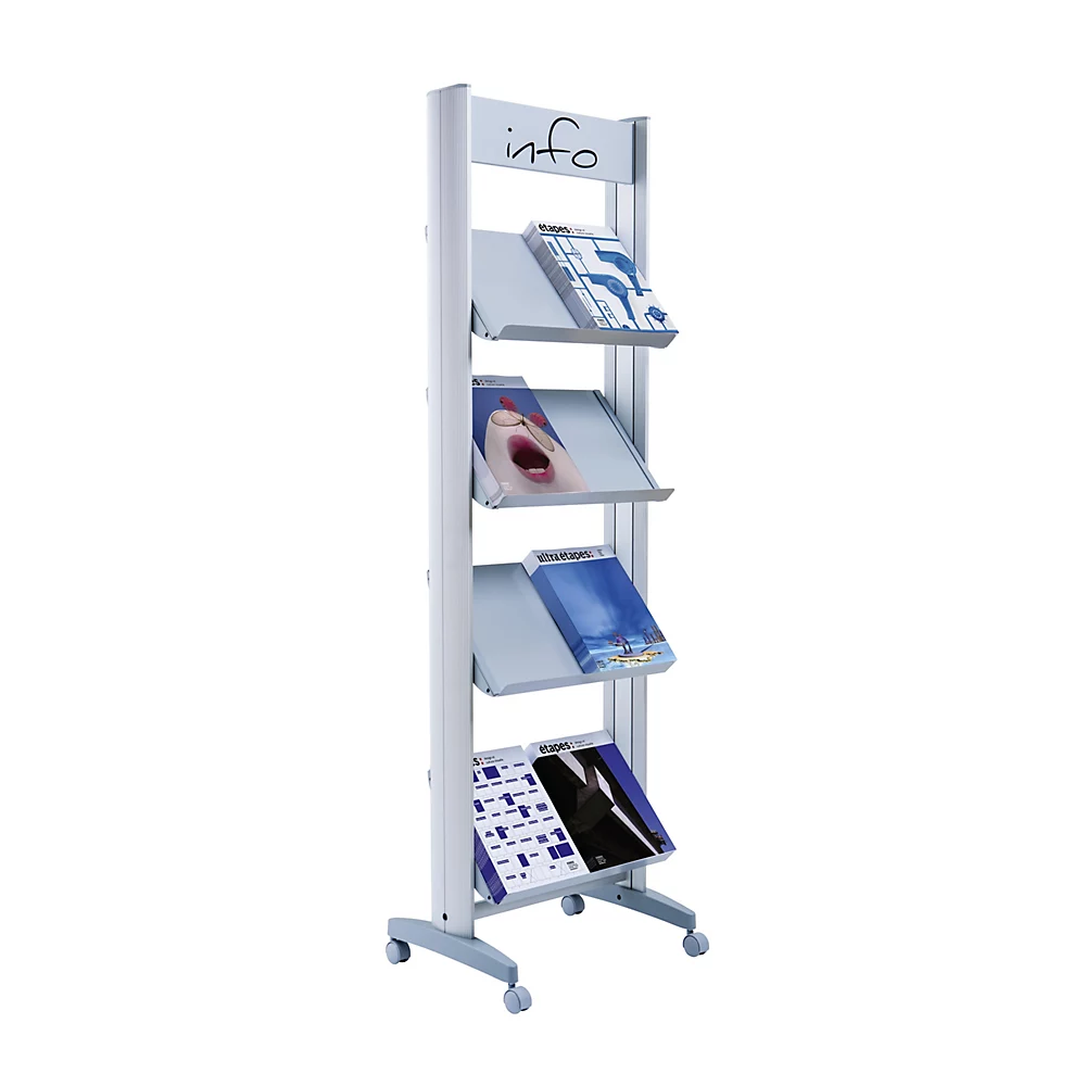 Présentoir de prospectus mobile, métallique Paperflow