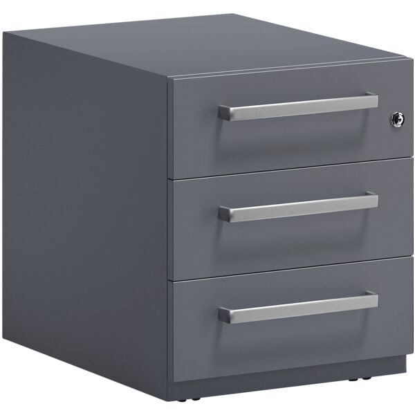 Bisley Stahl-Rollcontainer »Note« mit Universalschubladen, mit Griff, extratief grau, 42x49.5x77.5 cm