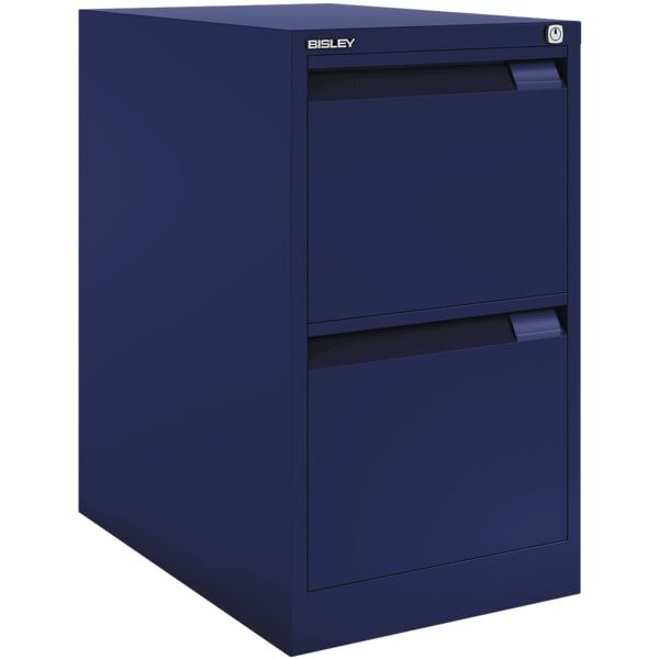 Bisley Hängeregistraturschrank A4, einbahnig, 2 Schübe blau, 41.3x71.1x62.2 cm