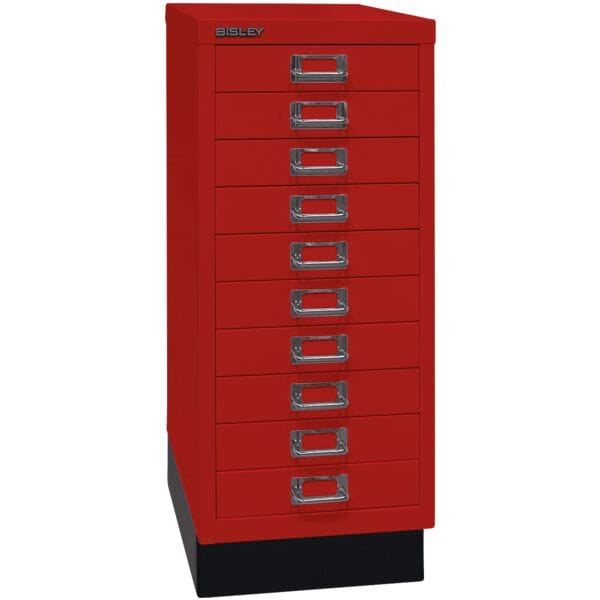 Bisley Schubladenschrank »MultiDrawer« A4, einbahnig, 10 Schübe, mit Sockel rot, 27.9x67x38 cm