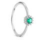 Orovi Woman Solitaire Engagement Ring 9 ct / 375 White Gold With Diamonds Brilliant Cut 0.05 ct and Emerald 0.11 ct