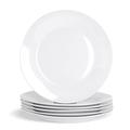 Argon Tableware 6X White 30cm Large Classic White Dinner Plates - Dishwasher and Microwave Safe - Porcelain Dining Main Course Serving Student Dishes Set