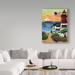 Winston Porter Sunset Lighthouse by Cheryl Bartley - Wrapped Canvas Print Metal in Blue/Brown/Green | 32 H x 24 W x 2 D in | Wayfair