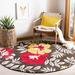 Brown/Red 72 x 0.63 in Indoor Area Rug - Red Barrel Studio® Floral Handmade Tufted Brown/Yellow/Red Area Rug Viscose/Wool | 72 W x 0.63 D in | Wayfair