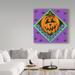 The Holiday Aisle® 'Jack O Lantern w/ Purple Spiders' Acrylic Painting Print on Wrapped Canvas in Black | 35 H x 35 W x 2 D in | Wayfair