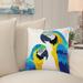 Bay Isle Home™ Tabor Macaw Close up Mid Tropical Print Square Cotton Pillow Cover & Insert Polyester/Polyfill blend in Blue | Wayfair