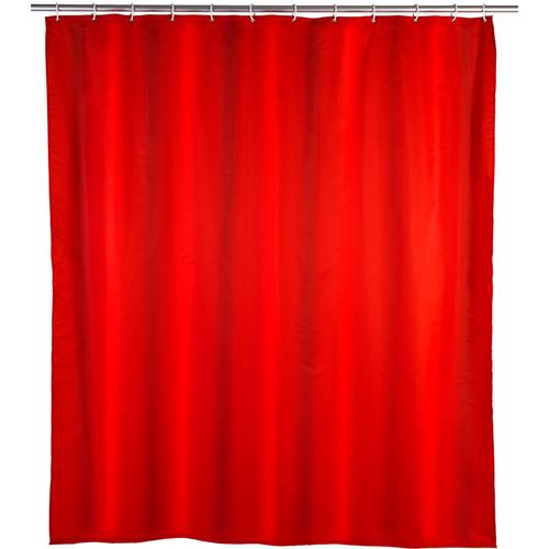 Anti-Schimmel Duschvorhang Uni Red, Textil (Polyester), 180 x 200 cm, waschbar, Rot, Polyester rot