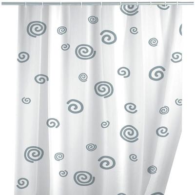 Duschvorhang Schnecke, Textil (Polyester), 180 x 200 cm, waschbar, Grau, Polyester weiß grau - grau