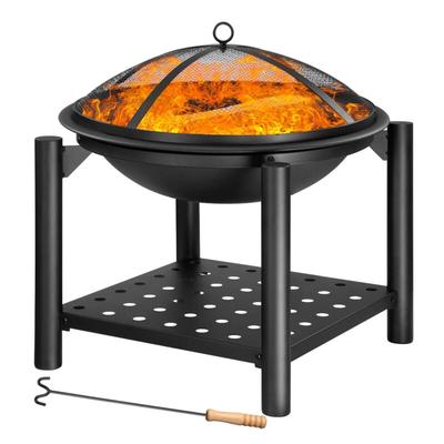 GARDEBRUK® Feuerschale mit Funkenschutz Schürhaken Abdeckung Rost 55cm Feuerstelle Feuerkorb Image