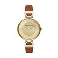 Armani Exchange Watch for Women, Three Hand Movement, 38 mm Gold Stainless Steel Case with a Leather Strap, AX5324