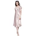 LilySilk Women's 100 Mulberry Silk Nightgown Long Short Sleeve Nightdress 22 Momme Pure Silk Rosy Pink Size 12/M