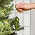 Latitude Run® The Story of the Christmas Pickle Glass Holiday Shaped Ornament Glass in Green | 3.75 H x 1.38 W x 1.77 D in | Wayfair