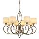 Searchlight 1608-8AB Alberto Eight Light Ceiling Pendant in Antique Brass and Crystal with Shades