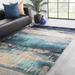 Blue/Brown 96 x 0.75 in Area Rug - Ivy Bronx Fairmount Abstract Handmade Tufted Blue/Beige/Brown Area Rug Viscose/Wool | 96 W x 0.75 D in | Wayfair