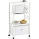 Sobuy - Meuble rangement cuisine roulant en bois, Chariot de cuisine de service micro-ondes -Blanc