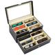 Kurtzy Lockable Sunglasses Display Organiser Box - 2 Tiers and 12 Compartments for 12 Glasses with Lock and Key - 12 Slots for Sunglasses, Eyeglasses and Spectacles - Black Unisex Sunglasses Case