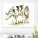 East Urban Home 'Watercolor Spotted Cow' Oil Painting Print Multi-Piece Image on Wrapped Canvas in Gray/Green | 28 H x 36 W x 1 D in | Wayfair