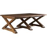 MacKenzie-Dow Yesterday River Solid Wood Cross Legs Coffee Table Wood in Brown | 20 H x 56 W x 36 D in | Wayfair 6-5040_Wheatland