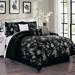 Charlton Home® Kaela Embroidery Comforter Set Polyester/Polyfill/Microfiber in Black/Gray | Queen Comforter + 6 Additional Pieces | Wayfair