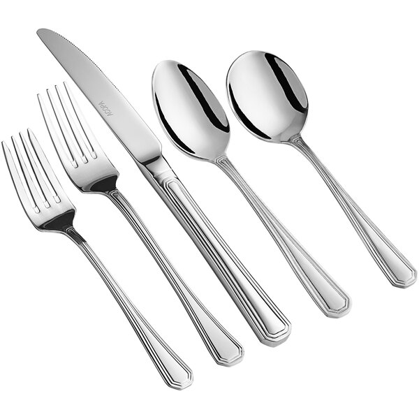 Acopa Landsdale 18/8 Stainless Steel Extra Heavy Weight Flatware Set with Service for 12 - 60/Pack